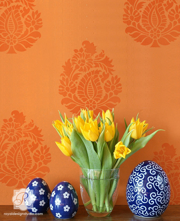 DIY Stenciling Projects - Indian Design Paisley Wall Art Stencil by Royal Design Studio Stencils