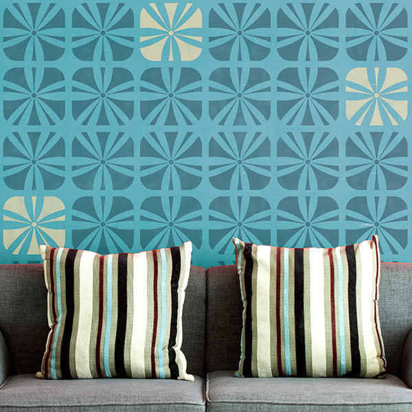  Square Geometric Monogram Frame with Rose Stencil by StudioR12  - Select Size - USA Made - Craft DIY Modern Home Decor