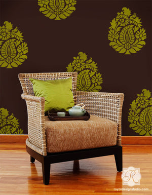 DIY Stenciling Projects with Indian Design Paisley Wall Art Stencil by Royal Design Studio Stencils