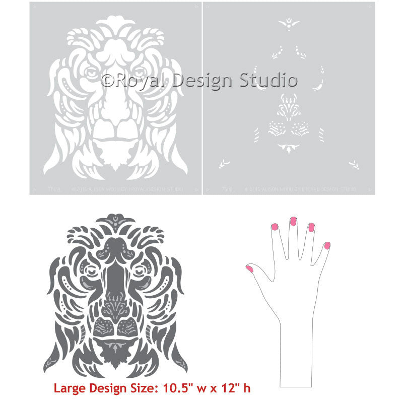 Italian Stencils for Painting Home with Lion Designs - Royal Design Studio