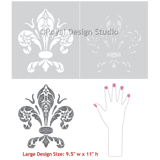 Classic Fleur de Lis Wall Art Stencils Italian Decor Royal Design