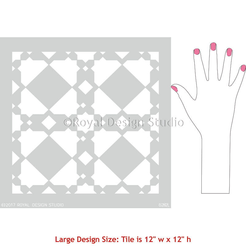 Large Stencils with Moroccan Pattern and Geometric Style - Royal Design Studio Decorating Project Idea