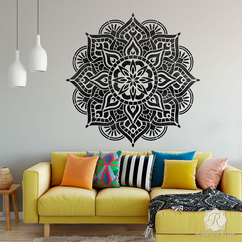 Modern Boho Living Room Wall Art Mandalas for Stenciling and Decorating - Royal Design Studio Stencils-Pro