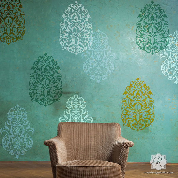 Painting Large Middle Eastern Turkish Moroccan Designs with Wall Art Stencils - Royal Design Studio