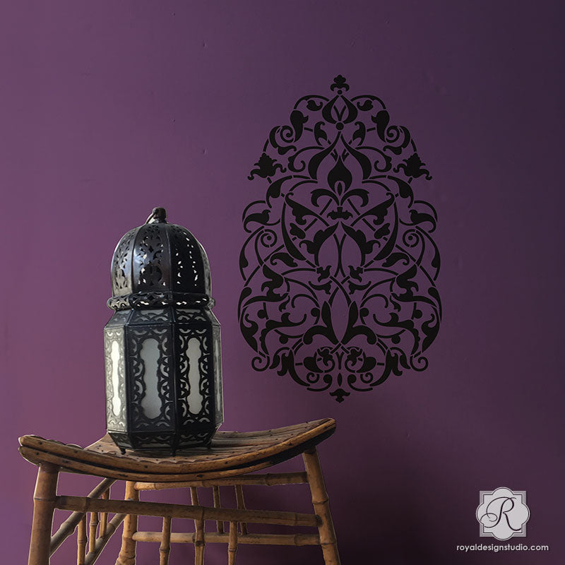 Turkish Boho Chic Decorating Idea with Large Wall Art Stencils - Royal Design Studio
