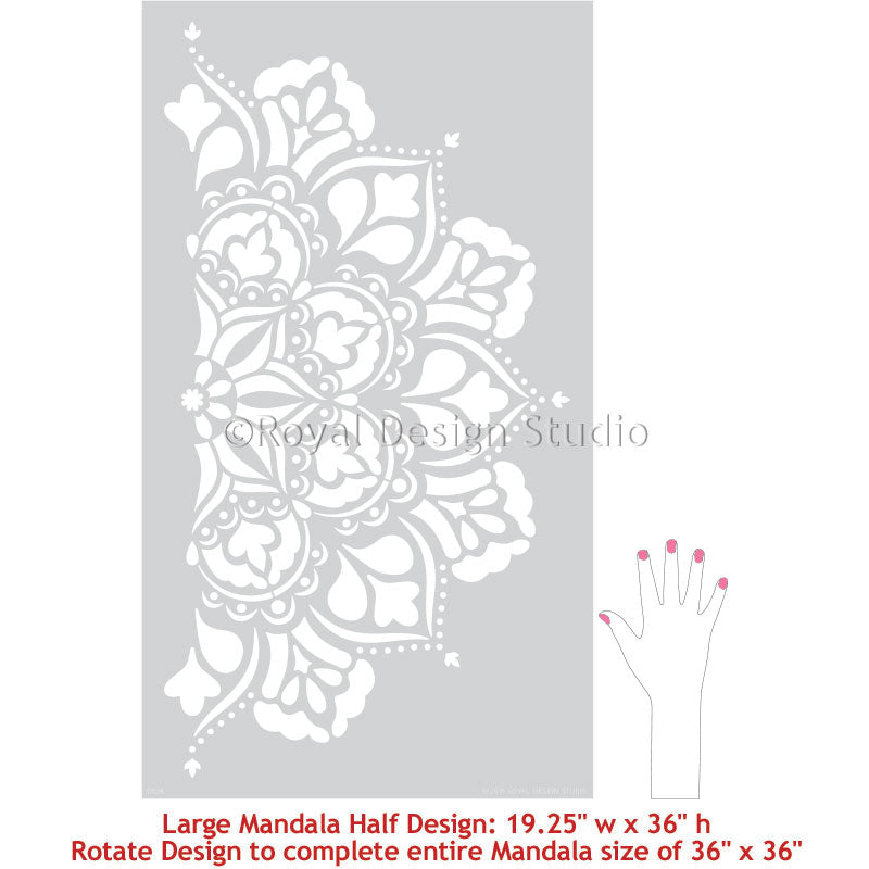 Large Mandala Wall Stickers and Wall Stencils for Decorating Bohemain Style Room Decor - Royal Design Studio Stencils