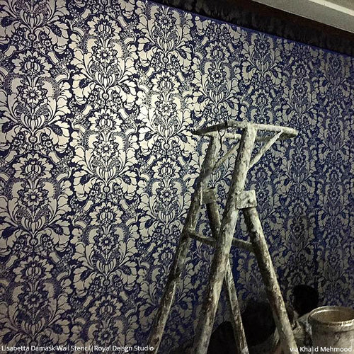Large Floral Damask Wall Stencils - DIY Wallpaper Look