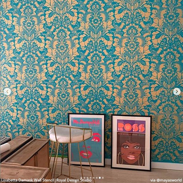 Large Floral Damask Wall Stencils - DIY Wallpaper Look