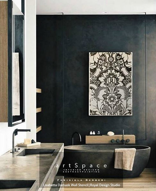 Large Floral Damask Wall Stencils - DIY Wallpaper Look