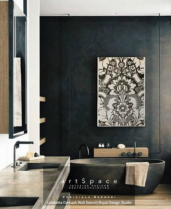 Large Floral Damask Wall Stencils - DIY Wallpaper Look