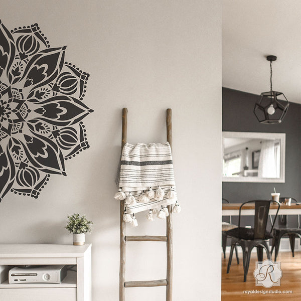 Modern Boho Living Room Wall Art Mandalas for Stenciling and Decorating - Royal Design Studio Stencils