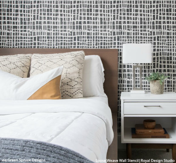 Loose Weave Wall Stencils - Woven Texture Designs for Painting Walls