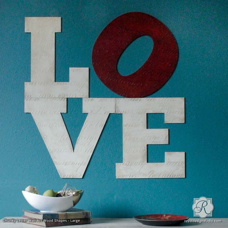 French Love Letters Furniture Stencil