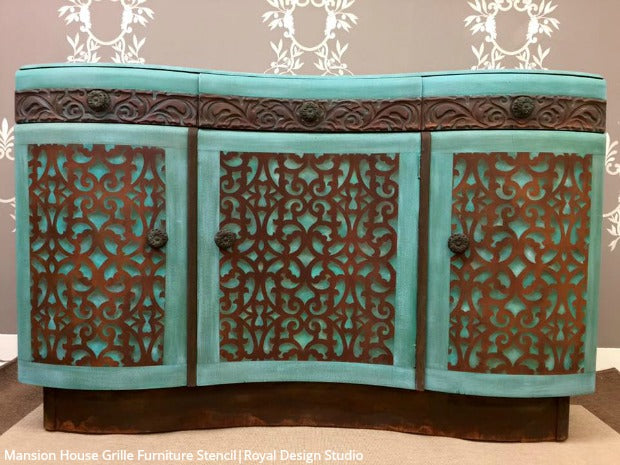 Mansion House Grille Trellis Furniture Stencil