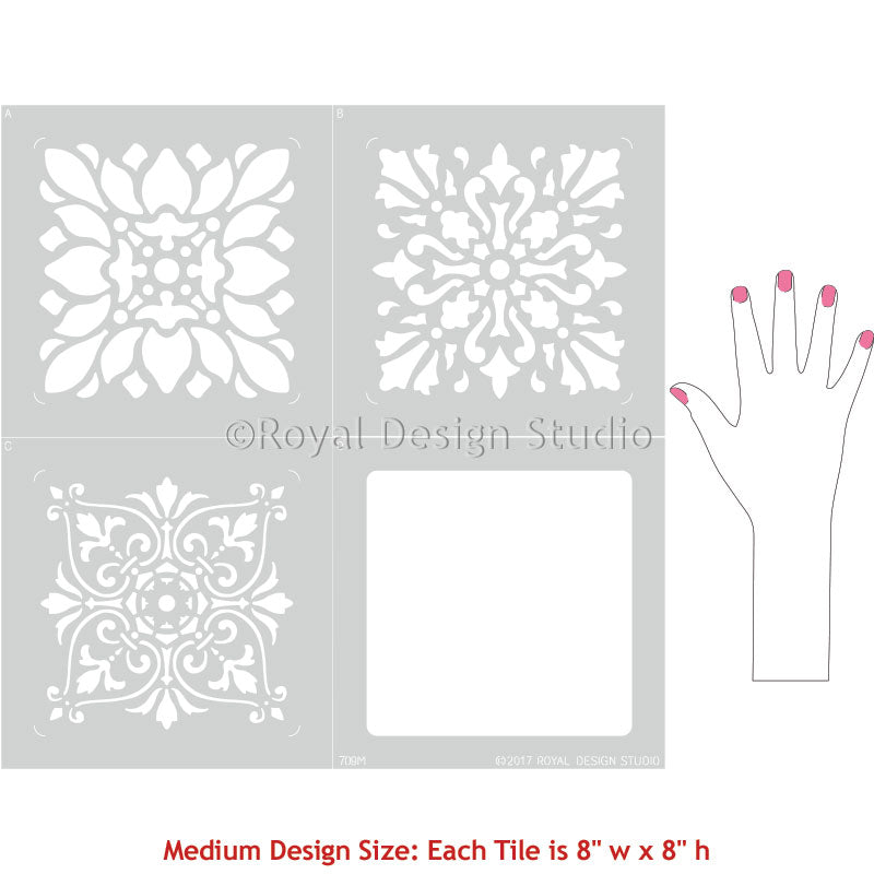 European Tile Stencils for Painting Custom Floor Pattern - Royal Design Studio