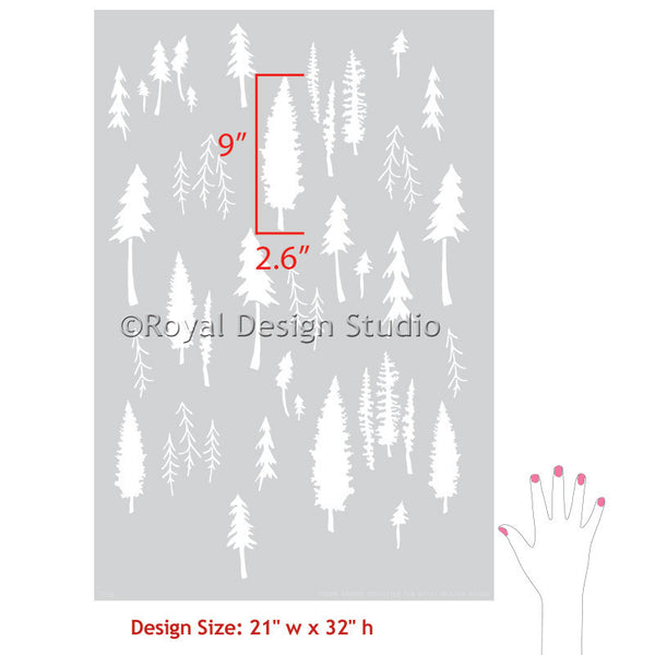 Tree Forest Wall Stencils - DIY Rustic Room Decor - Designer Bonnie Christine Patterns for Royal Design Studio