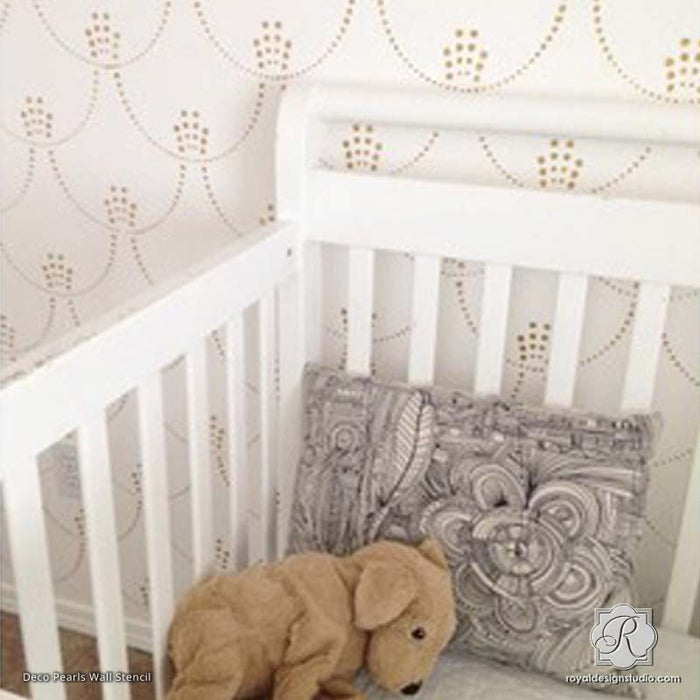 Art Deco Pearls Wall Damask Stencil Pattern | DIY Wallpaper Look