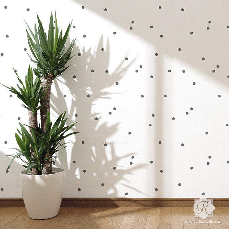 Modern Polka Dot Pattern - Designer Wall Stencils for Cute Nursery Decor and Accent Walls