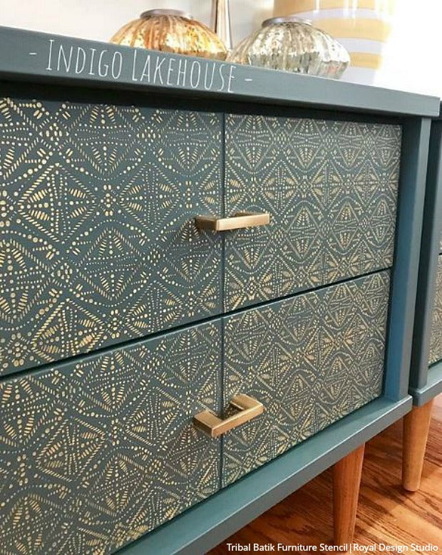 Tribal Batik Furniture Stencil