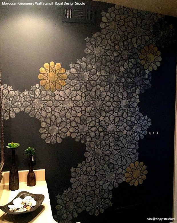 Moroccan stencils for walls. Beautiful wall stencils, geometric stencils  for DIY decor