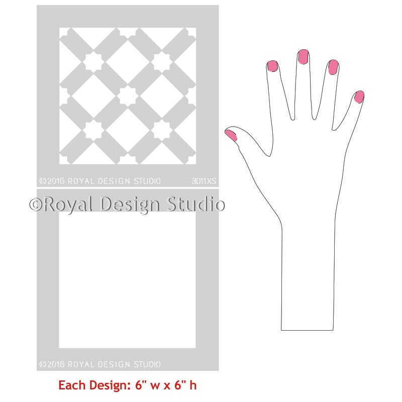 Geometric Stars Pattern on Star Diamonds Moroccan Craft Stencils - Royal Design Studio