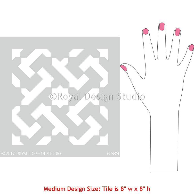 Painting Kitchen or Bathroom Floor with Modern Geometric Patterns - Royal Design Studio Tile Stencils