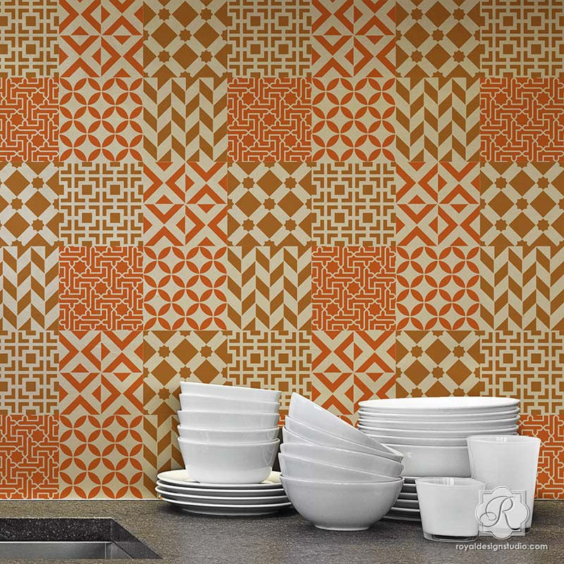 Colorful Moroccan Wall Decor and Tile Stencils - Royal Design Studio