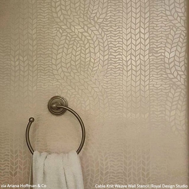 Chunky Cable Knit Wall Stencil