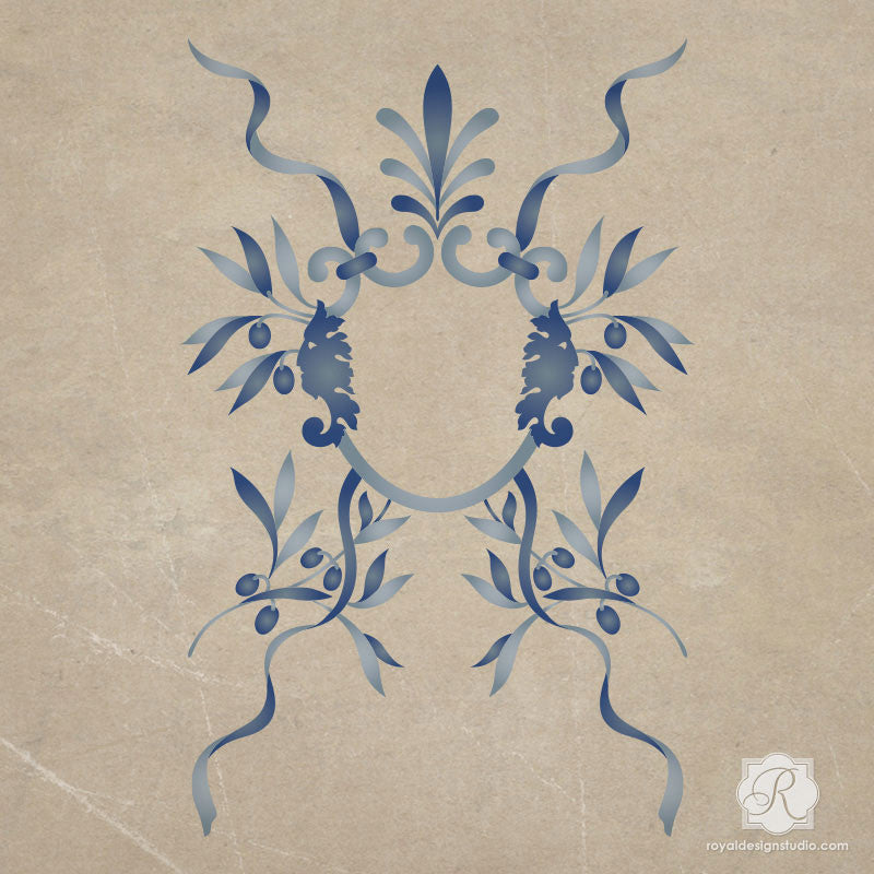 Italian Wall Art Stencils - Classic European Room Makeover Ideas - Royal Design Studio