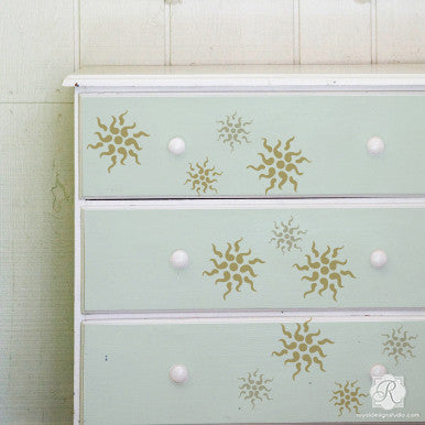 Painted Dresser Project with Classic European Stars Stencils - Royal Design Studio