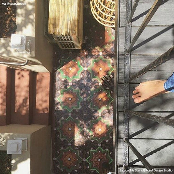 Painted Wood Deck Porch Floor Stencils Tile Stencils