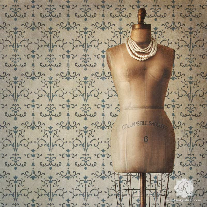European Design and DIY Italian Style - Decorating Room with Intricate Wall Stencils - Royal Design Studio