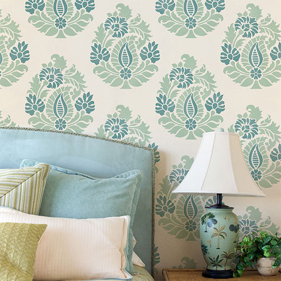 Rani Paisley Indian Damask Wall Stencil