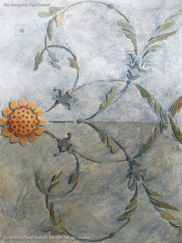 Vine and Flower Stencils Paint Intricate Designs on Dressers, Tables, and More - Florentine Panel Furniture Stencils - Royal Design Studio