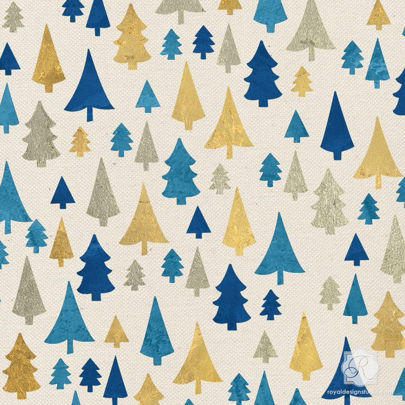 Pine Forest Christmas Stencil