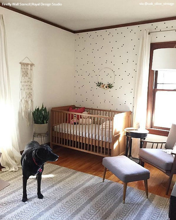Modern Polka Dot Pattern - Designer Wall Stencils for Cute Nursery Decor and Accent Walls