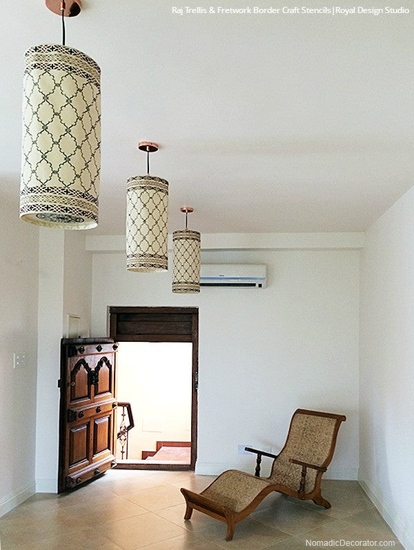 DIY Moroccan Indian Decor - Painted Lanterns Curtains with Stencils