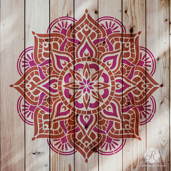 Reclaimed Upcycled Wood Decor - Painting Boho Chic Mandala Stencils DIY Project - Royal Design Studio Stencils-L