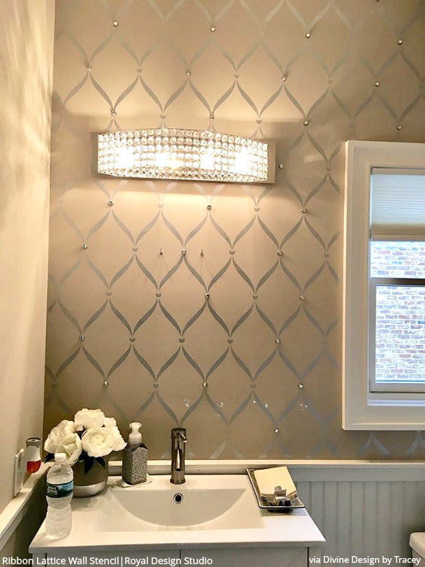 Ribbon Lattice Wall Stencil