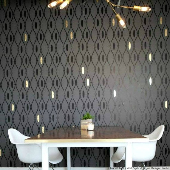 Retro Wallpaper Wall Stencils for Mid Century Modern Interiors - Royal Design Studio