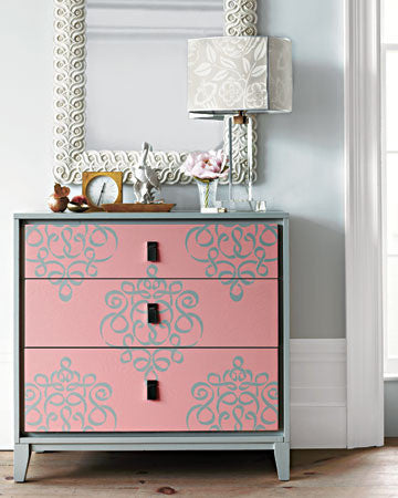 Allover Damask Ribbon Furniture Stencils for Painting Furniture with Chalk Paint - Royal Design Studio