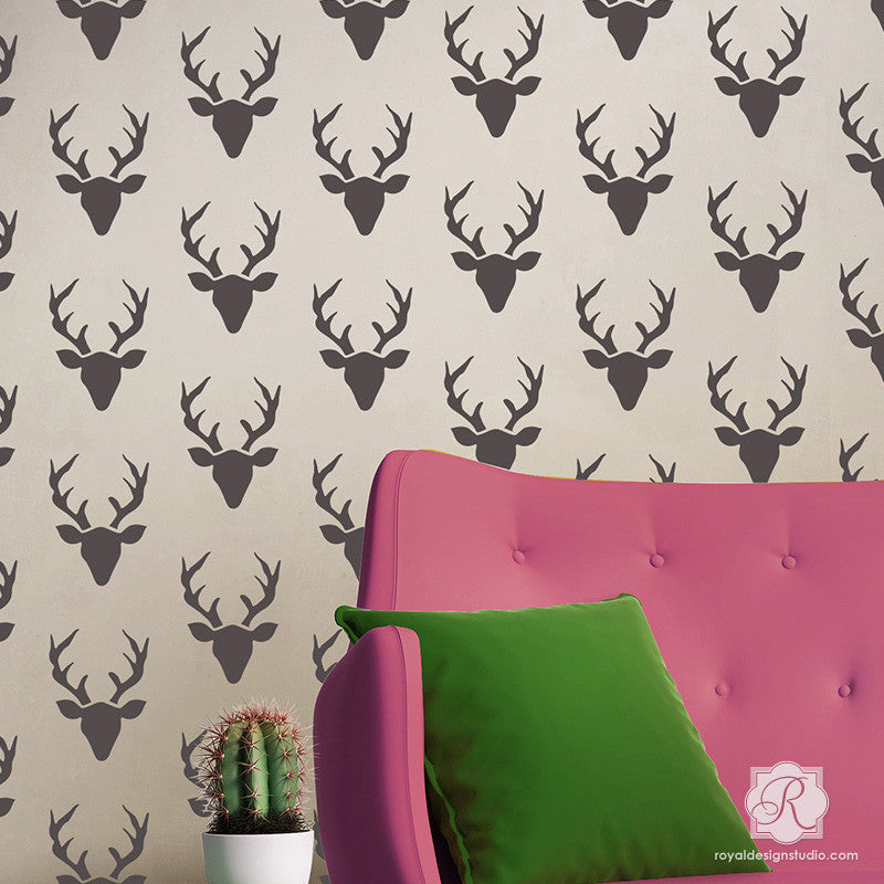 Deer Antlers and Deer Heads - Trendy Wall Stencils from Bonnie Christine for Royal Design Studio