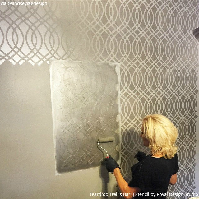 Teardrop Trellis Modern or Retro Wall Stencils - Royal Design Studio