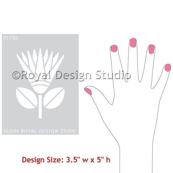 African Protea Flower Furniture Stencil - Royal Design Studio Stencils
