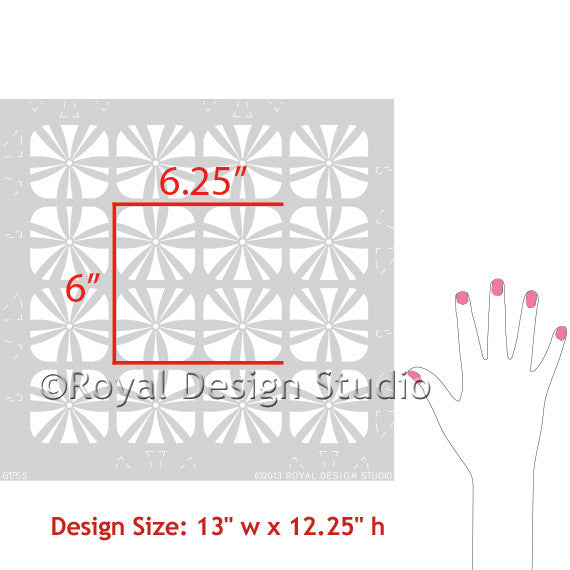 Modern and Geometric Patterns - Flower Furniture Stencils for Painting and DIY Decor - Royal Design Studio