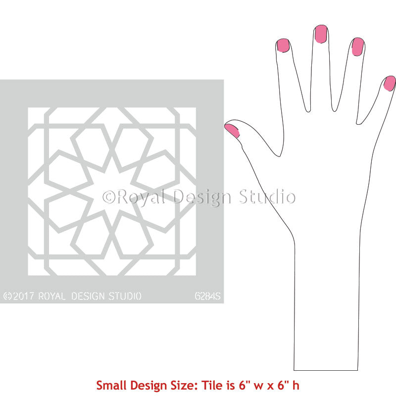Small Tile Stencils for Painting Moroccan Pattern on Floor or Crafts - Royal Design Studio
