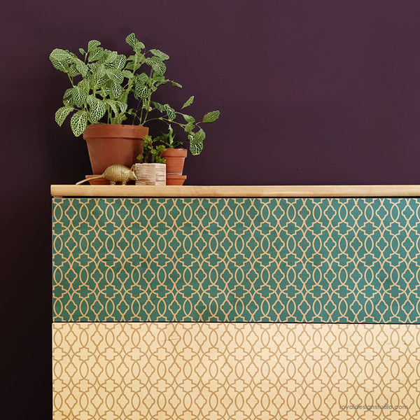 Moroccan, Turkish, Indian Trellis Furniture Stencil - Bohemian Stencils - Boho Style DIY Decor - Royal Design Studio Stencils