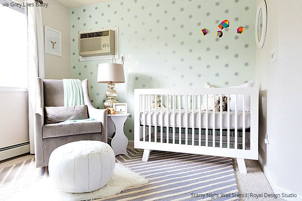 Modern Wall Stencil  Starry Night Polka Stars