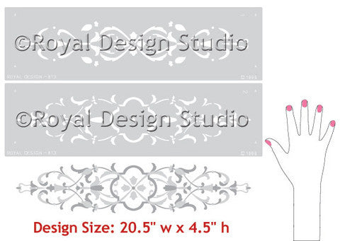 DIY Painted Furniture Projects and Embossed Plaster - Micah Theorem Classic Panel Stencils - Royal Design Studio