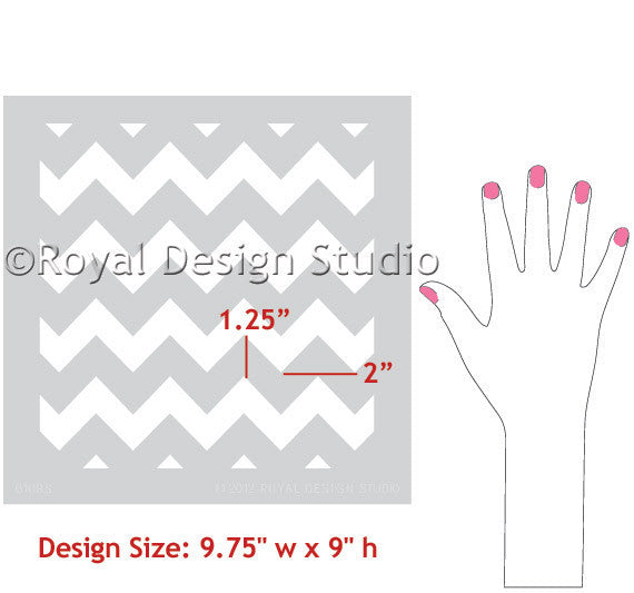 Decorate a dresser or table top with classic or retro patterns like our Chevron Furniture Stencils - Royal Design Studio